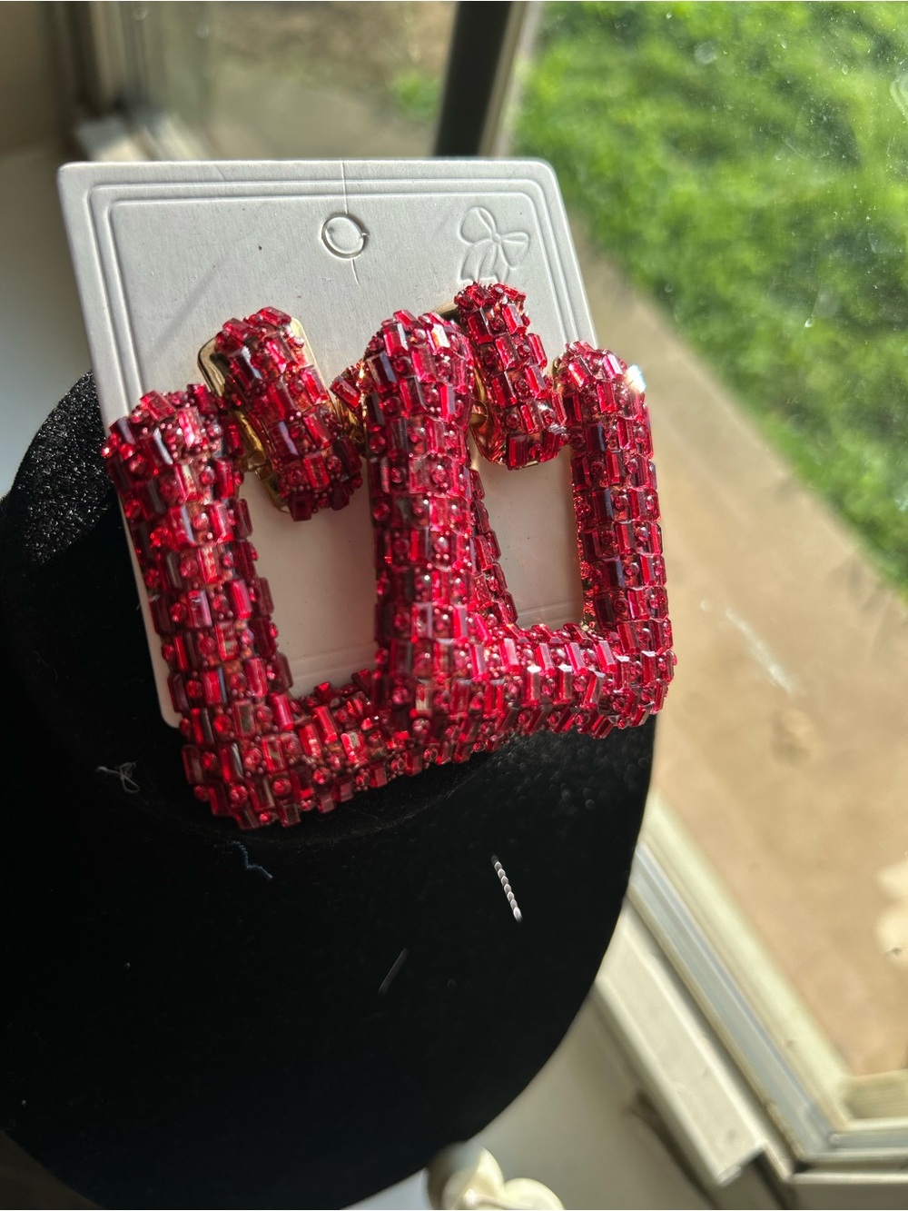 Red Beaded Statement Earrings